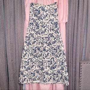 J.Crew Blue and Off-White Floral Midi-Dress